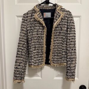 Missoni Tweed Jacket Blazer Open Front Gold Black Women's Size 4